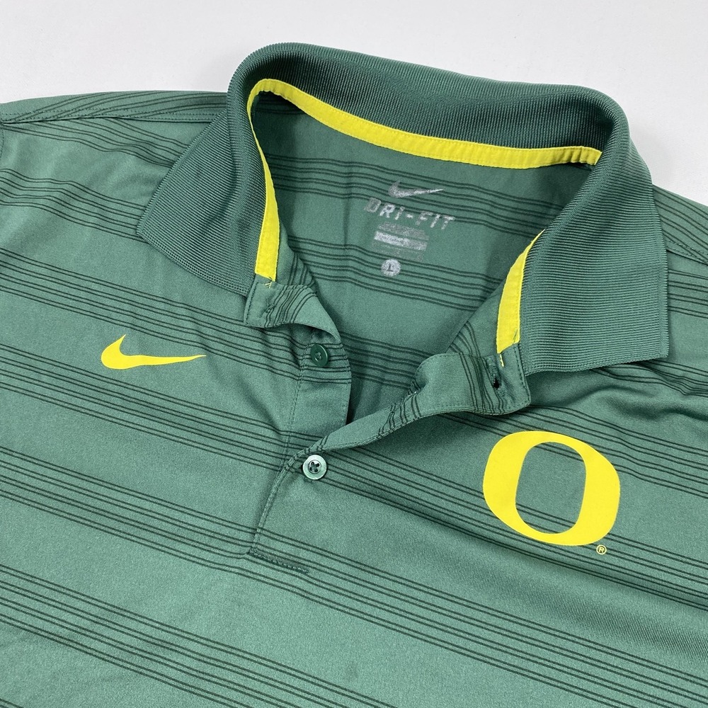 Oregon Ducks Shirt Mens Large Green Yellow NCAA Football Nike Dri Fit‎ Pac-12